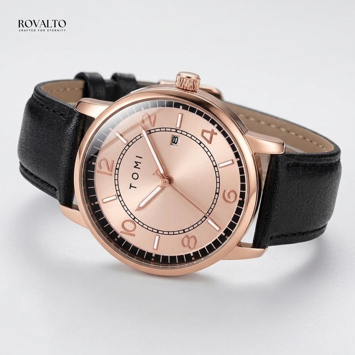 TOMI Leather Strap Watch