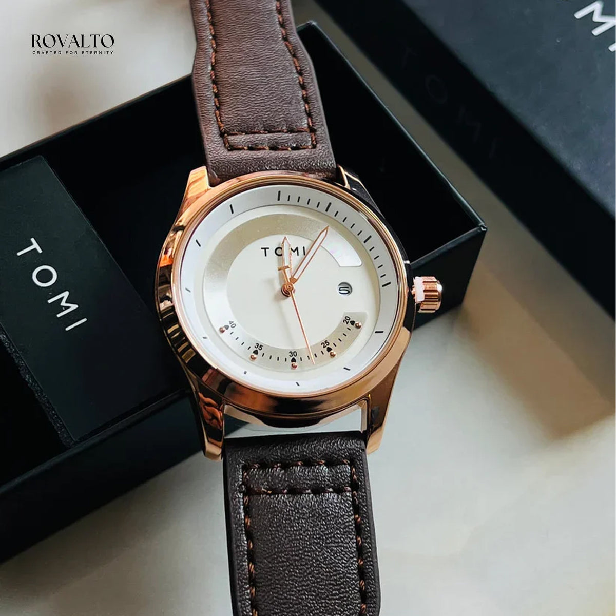 TOMI  Leather Strap Watch