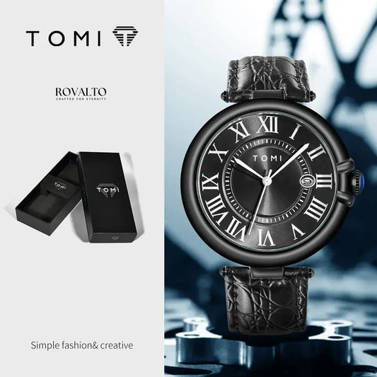 TOMI  Leather Strap Watch