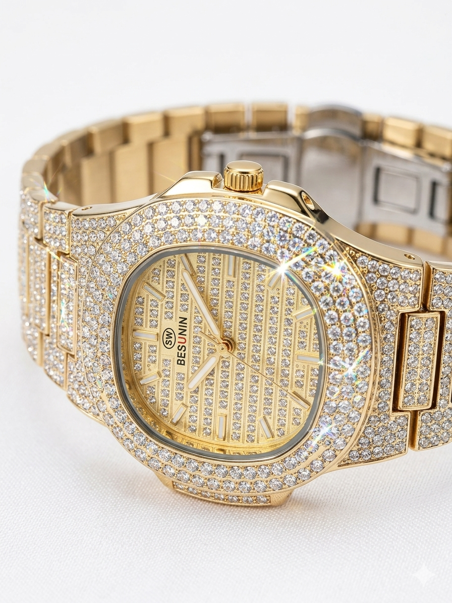 Rose Iced Out Watch